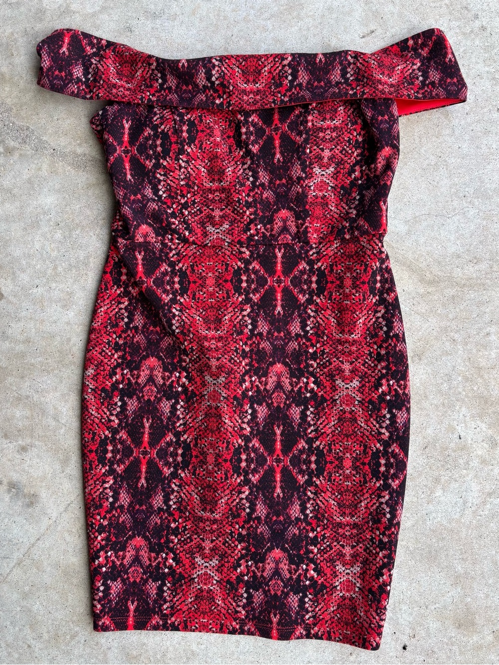 Crystal Doll One-Shoulder Red Snake-Print Bodycon Dress